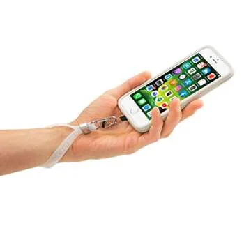 Nite Ize Hitch Phone Anchor + Stretch Strap, Adjustable Lanyard Clips To Phone, Cinch Earbuds Case/Hand Sanitizer/Lip Balm/Sunglasses, White Sparkle