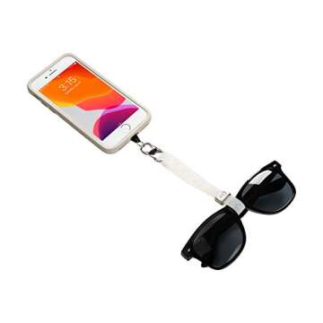 Nite Ize Hitch Phone Anchor + Stretch Strap, Adjustable Lanyard Clips To Phone, Cinch Earbuds Case/Hand Sanitizer/Lip Balm/Sunglasses, White Sparkle