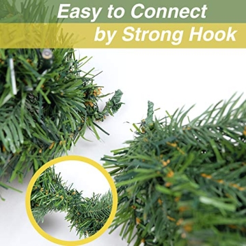 HomeKaren Christmas Garland 9 Ft by 12 Inch Prelit Fraser Fir Xmas Garland with 50 LED Lights 550 Tips, Real Like Lush and Classics Green Style for Indoor Outdoor Home Decoration