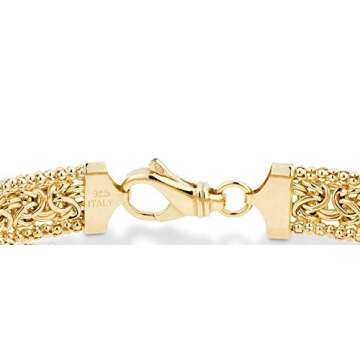 Miabella Italian 18K Gold Over Sterling Silver Byzantine Beaded Mesh Link Chain Bracelet for Women 925 Handmade in Italy (7.00 Inch)