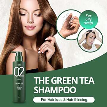 AMOS PROFESSIONAL The Green Tea Shampoo Refresh [For Oily Scalp] 17.6oz (500g) | Anti-Hair Loss Kore...