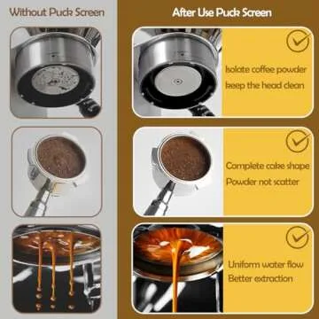 Puck Screen 51mm Reusable Puck Screen for Espresso Portafilter, 1.7mm Thickness 150μm 316 Stainless Steel Screen Filter Basket Compatible with Espresso Machine