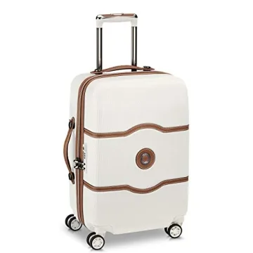 DELSEY PARIS Chatelet Hard+ Hardside Luggage with Spinner Wheels, Champagne White, 2 Piece Set, (21/28), with brake