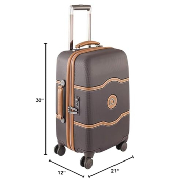 DELSEY PARIS Chatelet Hard+ Hardside Luggage with Spinner Wheels, Champagne White, 2 Piece Set, (21/28), with brake