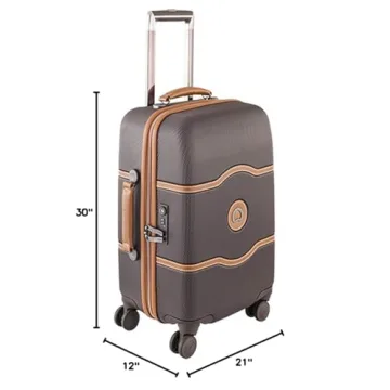 DELSEY PARIS Chatelet Hard+ Hardside Luggage with Spinner Wheels, Champagne White, 2 Piece Set, (21/28), with brake