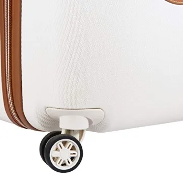 DELSEY PARIS Chatelet Hard+ Hardside Luggage with Spinner Wheels, Champagne White, 2 Piece Set, (21/28), with brake