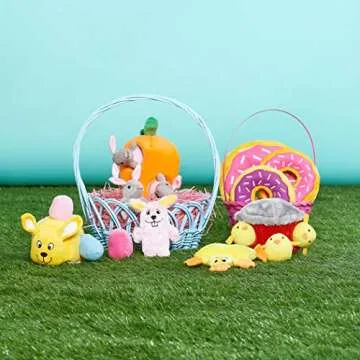 ZippyPaws - Squeakie Buddie No Stuffing Plush Dog Toy - Bunny, Pink