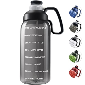 64 OZ Water Bottle with Straw, Motivational Half Gallon Water Bottles with Times to Drink, BPA Free ...