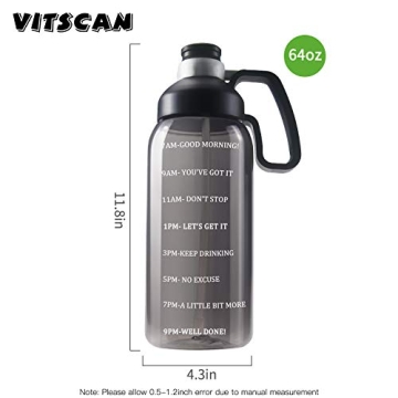 64 OZ BPA-Free Water Bottle with Straw and Handle
