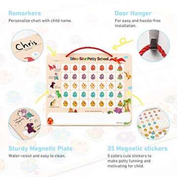 Potty Training Chart for Toddlers,Boys,Girls - Dinosaur Design - Magnetic Sticker Chart, Waterproof ...