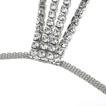 Reetan Boho Crystal Leg Chains Rhinestone Body Chain Rave Party Thigh Chain Body Jewelry Accessories for Women and Girls（D-Silver）