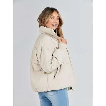 MEROKEETY Women's Winter Long Sleeve Puffer Jacket - Stylish & Warm