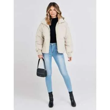 MEROKEETY Women's Winter Long Sleeve Puffer Jacket - Stylish & Warm