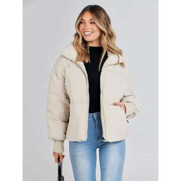 MEROKEETY Women's Winter Long Sleeve Puffer Jacket - Stylish & Warm