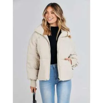 MEROKEETY Women's Winter Long Sleeve Puffer Jacket - Stylish & Warm