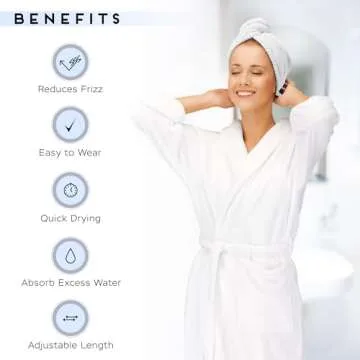 SimpleField 2 Pack Microfiber Hair Towel Wrap for Women, Anti Frizz Quick Drying Hair Turban for All Hair Style, Absorbent and Lightweight (Bright White)