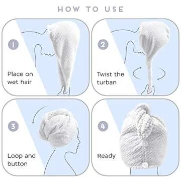 SimpleField 2 Pack Microfiber Hair Towel Wrap for Women, Anti Frizz Quick Drying Hair Turban for All Hair Style, Absorbent and Lightweight (Bright White)