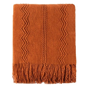 BATTILO HOME Caramel Throw Blanket for Couch, Orange Red Throw Blanket for Bed, Fall Decor Rust Red Fall Throw Blanket, Halloween Decoration, 50"x60"