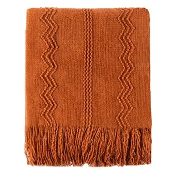 BATTILO HOME Caramel Throw Blanket for Couch, Orange Red Throw Blanket for Bed, Fall Decor Rust Red Fall Throw Blanket, Halloween Decoration, 50"x60"