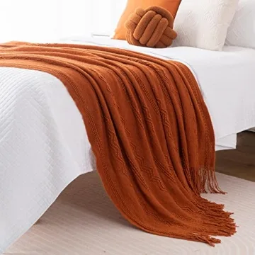 BATTILO HOME Caramel Throw Blanket for Couch, Orange Red Throw Blanket for Bed, Fall Decor Rust Red Fall Throw Blanket, Halloween Decoration, 50"x60"