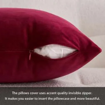 MIULEE Velvet Soft Soild Decorative Square Throw Pillow Cover Cushion Case for Sofa Bedroom Car 18 x 18 Inch 45 x 45 cm Wine Red