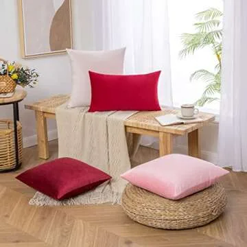 MIULEE Velvet Soft Soild Decorative Square Throw Pillow Cover Cushion Case for Sofa Bedroom Car 18 x 18 Inch 45 x 45 cm Wine Red