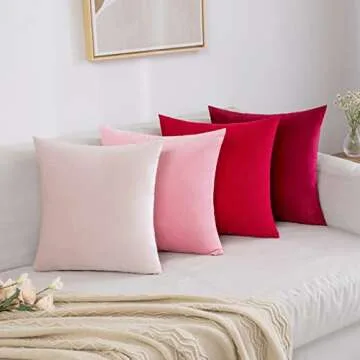 MIULEE Velvet Soft Soild Decorative Square Throw Pillow Cover Cushion Case for Sofa Bedroom Car 18 x 18 Inch 45 x 45 cm Wine Red