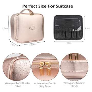 MOMIRA Travel Cosmetic Train Case with Lighted Mirror 3 Color Scenarios Cosmetic Bag Organizer with ...