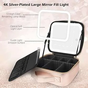 MOMIRA Makeup Case with Lighted Mirror & Adjustable Organizers
