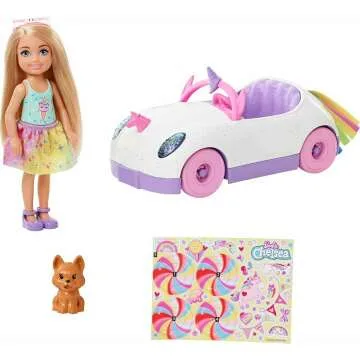 Barbie Chelsea Doll & Unicorn Car Set for Kids