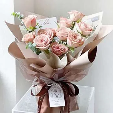 50 Sheets Of Cotton Wrapping Flower Paper Non-Woven Floral Wrapping Paper Waterproof Pleated Withdrawable Flower Bouquet Lining Paper Flower Shop Supplies Floral Gift Packaging Materials (Naked color)