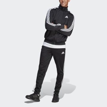 adidas Men's 3-Stripes Tricot Track Suit in Black