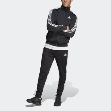 adidas Men's 3-Stripes Tricot Track Suit in Black