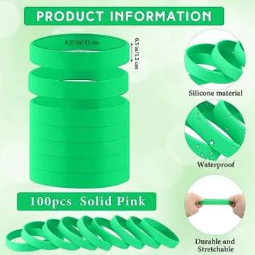 Liliful 100 Pcs Silicone Rubber Wristbands Rubber Wristband Bracelet Bands for Silicone Wristbands for Women Men(Green)