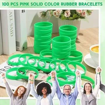 Liliful 100 Pcs Silicone Rubber Wristbands Rubber Wristband Bracelet Bands for Silicone Wristbands for Women Men(Green)