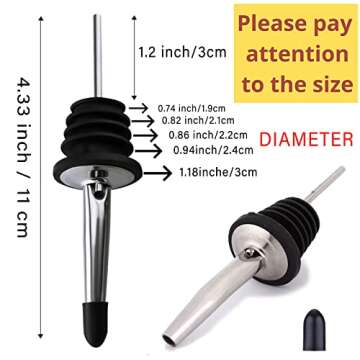LanMa Olive Oil Spout Pourer, 2PCS Stainless Steel Liquor Bottle Pourers Spouts with Rubber Dust Cap...