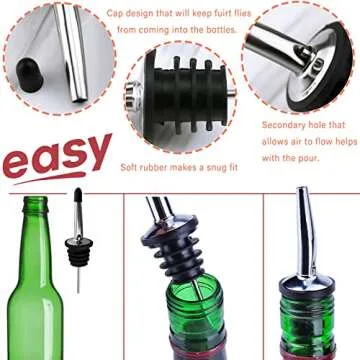 LanMa 2PCS Stainless Steel Bottle Pourers for Precise Pouring