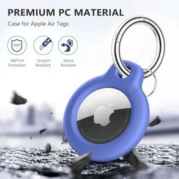 Maledan 4 Pack Airtag Holder Air Tag Case with Keychain, Anti-Scratch PC Airtags Key Chain for Apple Air Tags, Protective Accessories for GPS Item Finder Tracker Cover Bags Keys, Black/Blue/White/Rose