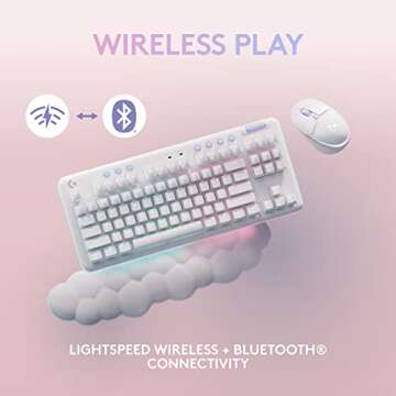 Logitech G Wireless Gaming Combo, G715 Keyboard Linear + G705 Mouse, Customizable LIGHTSYNC RGB Lighting, Lightspeed Wireless, Bluetooth, PC/Mac/Laptop - White Mist