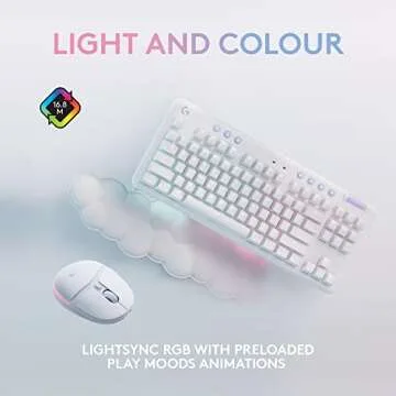 Logitech G Wireless Gaming Combo, G715 Keyboard Linear + G705 Mouse, Customizable LIGHTSYNC RGB Lighting, Lightspeed Wireless, Bluetooth, PC/Mac/Laptop - White Mist