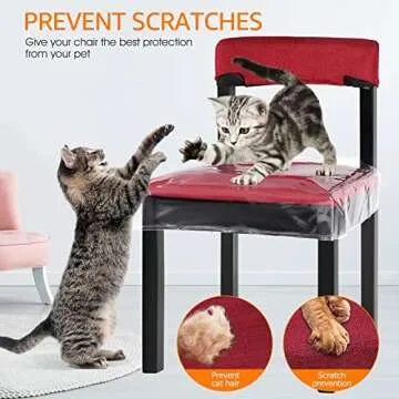 Plastic Dining Chair Protector Waterproof - 4 Pack Clear Vinyl Covers