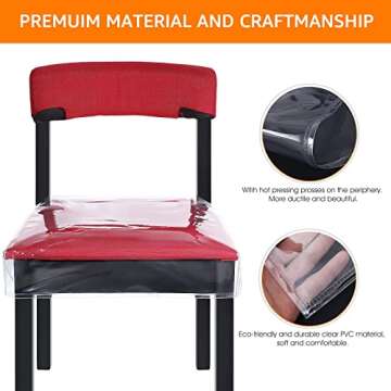 Plastic Dining Chair Protector Waterproof - 4 Pack Clear Vinyl Chair Covers Scratch Resistant with Adjustable Strap 17 x 19 inch for Dining Room Kitchen