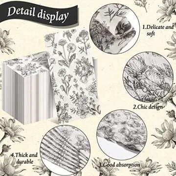 Elegant Tatuo Floral Disposable Napkins for All Occasions