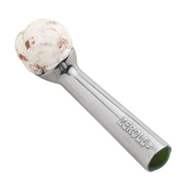 Zeroll Original Ice Cream Scoop with Unique Liquid Filled Heat Conductive Handle Simple One Piece Aluminum Design Easy Release Made in USA, 2.5-Ounce, Silver