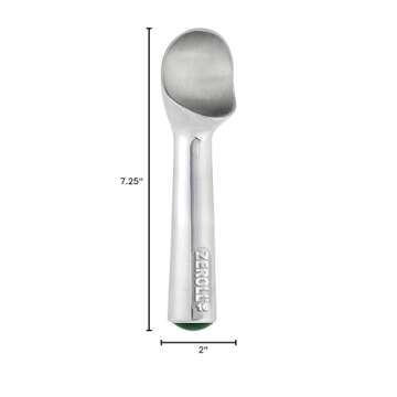 Zeroll Original Ice Cream Scoop with Unique Liquid Filled Heat Conductive Handle Simple One Piece Aluminum Design Easy Release Made in USA, 2.5-Ounce, Silver