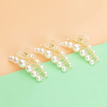 Agirlvct Big Hair Claw Clip Set for Women with Pearls