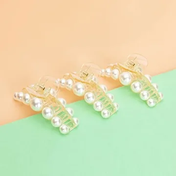 Agirlvct Big Hair Claw Clip Set for Women with Pearls