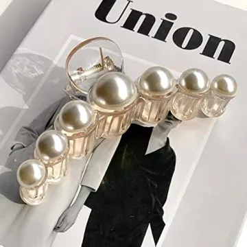 Agirlvct Big Hair Claw Clip Set for Women with Pearls
