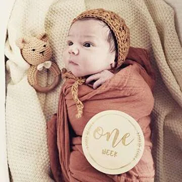 Natural Crochet Teddy Bear Teether Baby Toy Rattle Forest Friends Amigurumi on Natural Wooden Teething Ring Rattle New Born Photography (Teddy Bear Rattle)