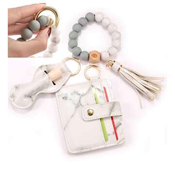 BVGA Wristlet Keychain Bracelet Wallet, Silicone Bead keyring Bangle for Women